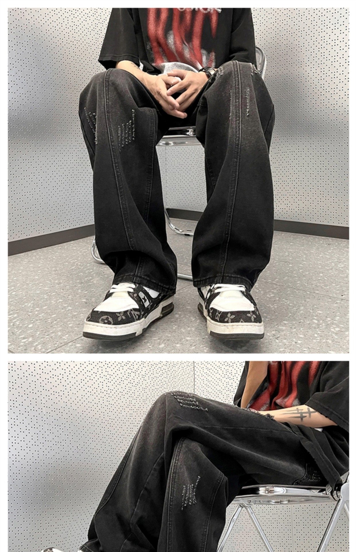 Черные джинсы с износом оптом из Китая