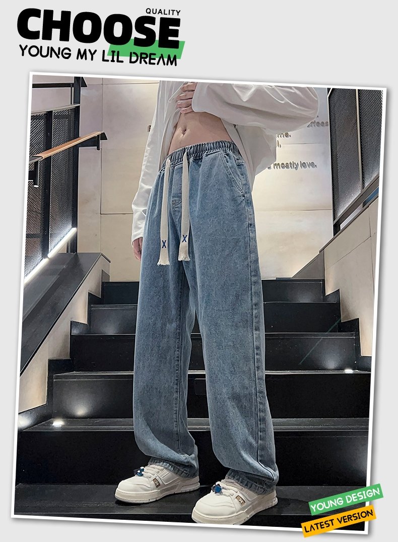 Джинсы 2024 весна мужские прямые широкие джинсы оптом из Китая