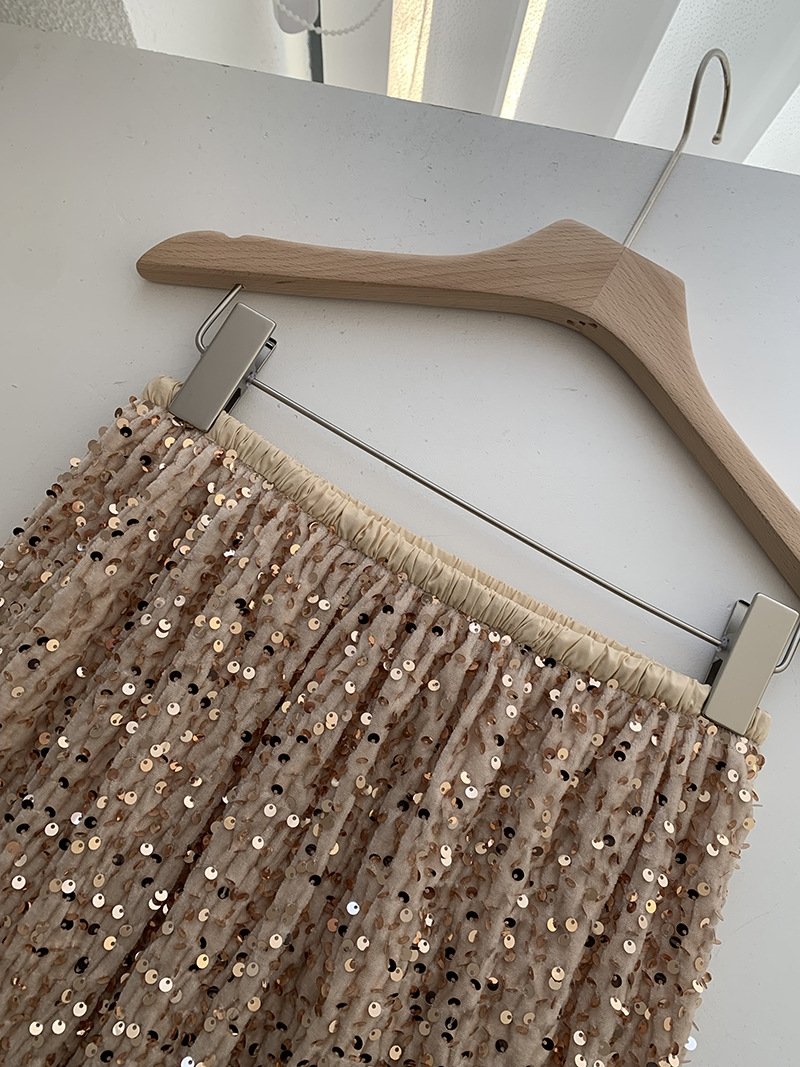 Высокая юбка с блестками из бархата оптом из Китая