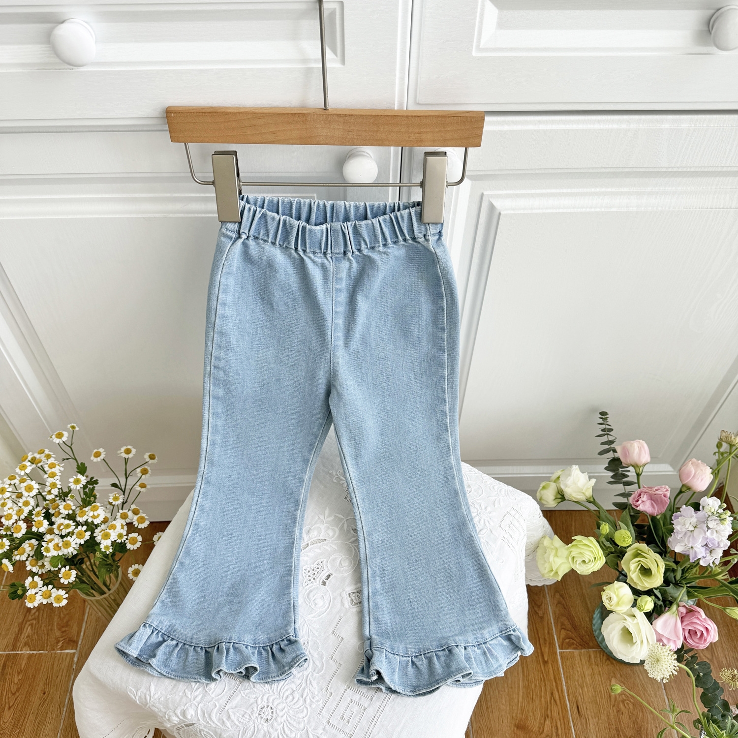 Джинсы для девочек в стиле хан 24 весна оптом из Китая