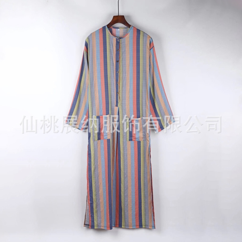 Мужская одежда восточного стиля с длинным рукавом и полосатым воротником оптом из Китая