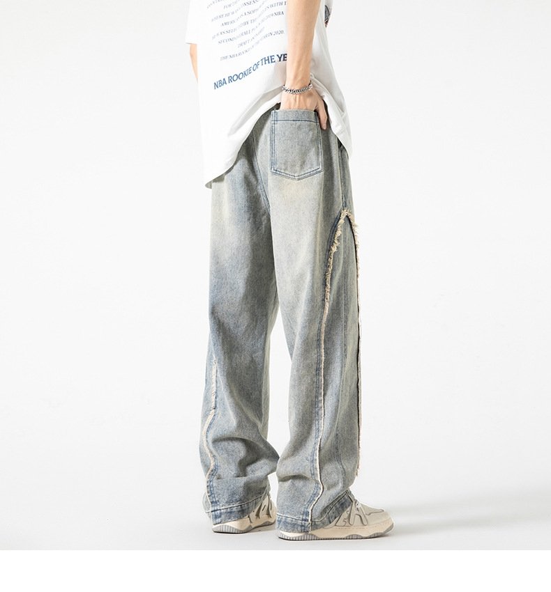 Мужские джинсы прямого кроя с высокими краями оптом из Китая