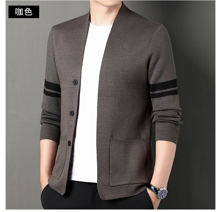 Мужская тонкая кардиган-жакет в полоску оптом