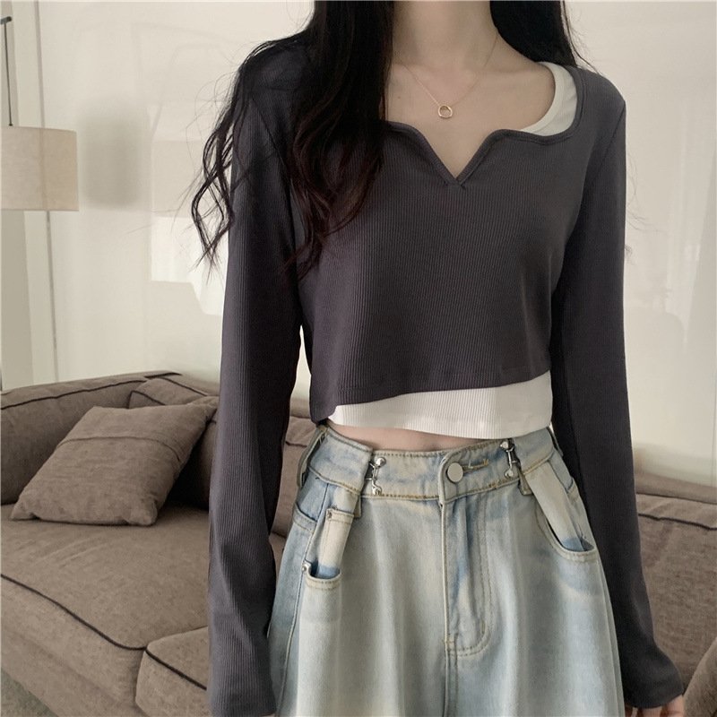 Женская футболка с длинным рукавом в ретро стиле оптом из Китая