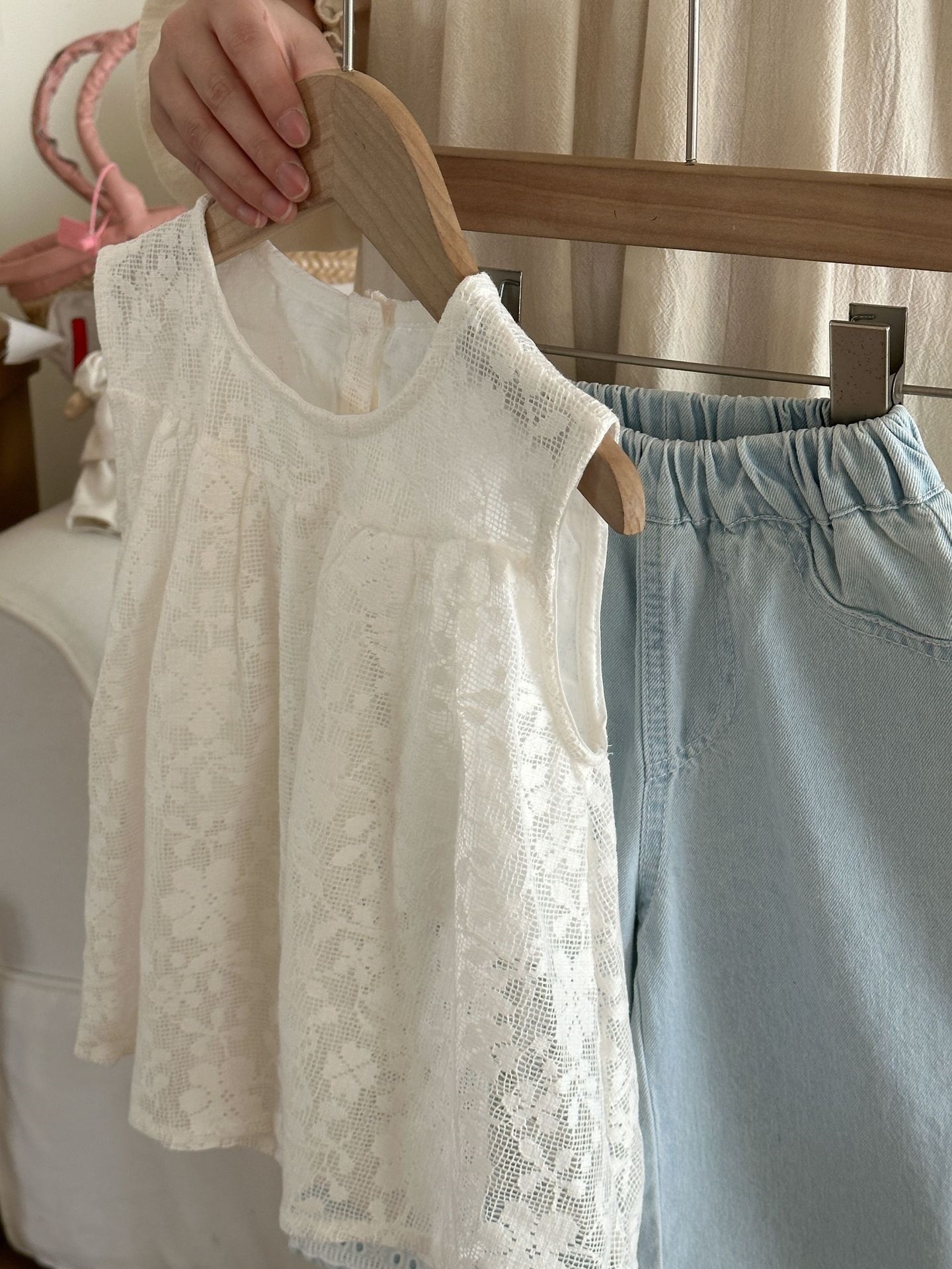 Детские джинсовые леггинсы 2024 лето оптом из Китая