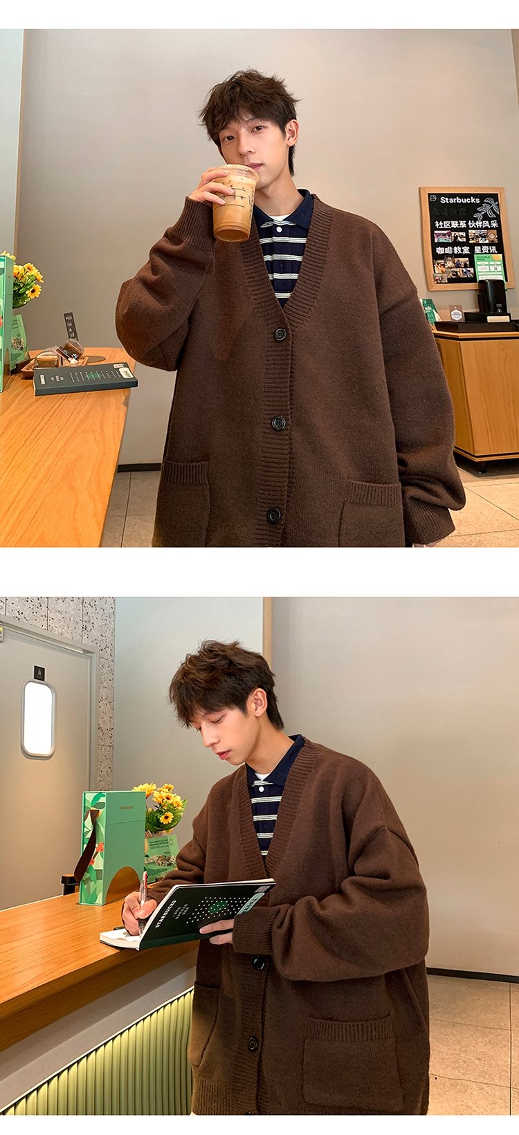 Мужской свитер V-образный вырез осенне-зимний японский ретро-ленивый вязаный свитер в стиле хип-хоп свободный наружный свитер оптом