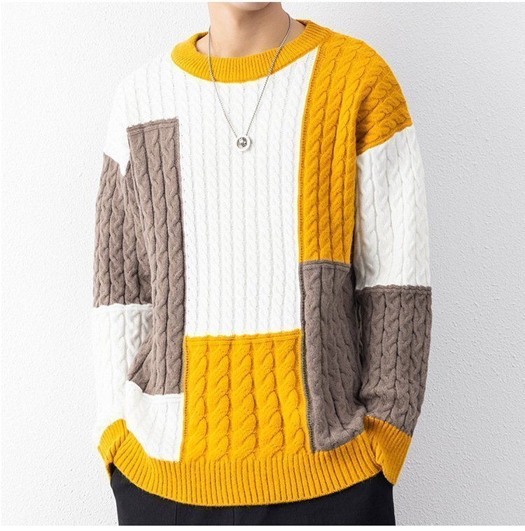 Мужской свитер с высоким воротником и свободным кроем оптом