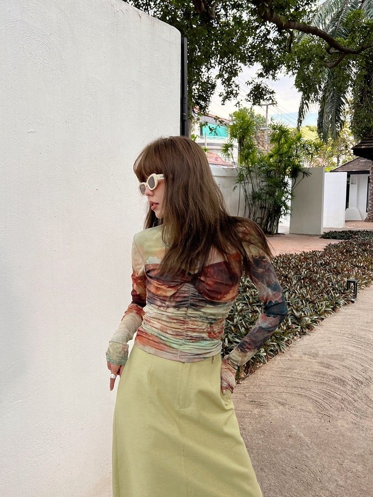 Женская футболка с длинным рукавом и уникальным дизайном оптом из Китая