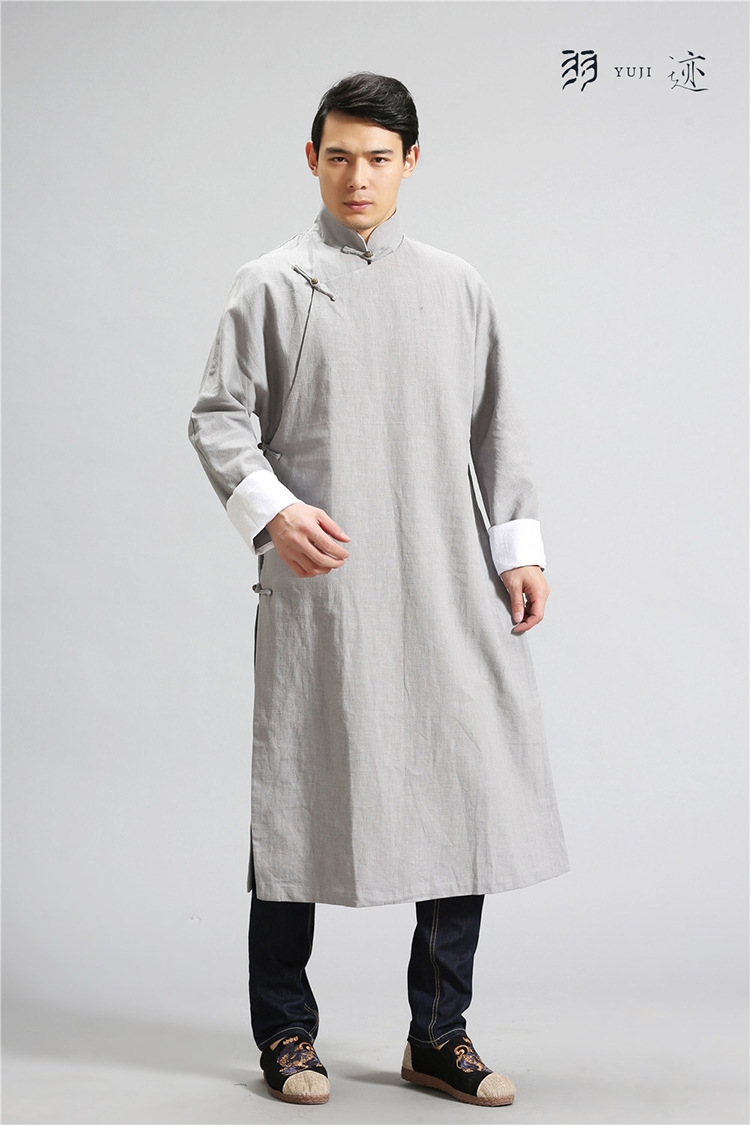 Мужская рубашка в стиле Республики с длинным воротником из льна в стиле ретро для выступлений оптом из Китая