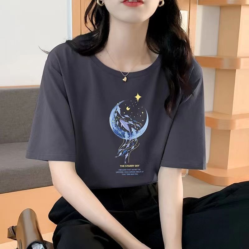 Женская футболка из чистого хлопка 2024 летняя новая модель оптом