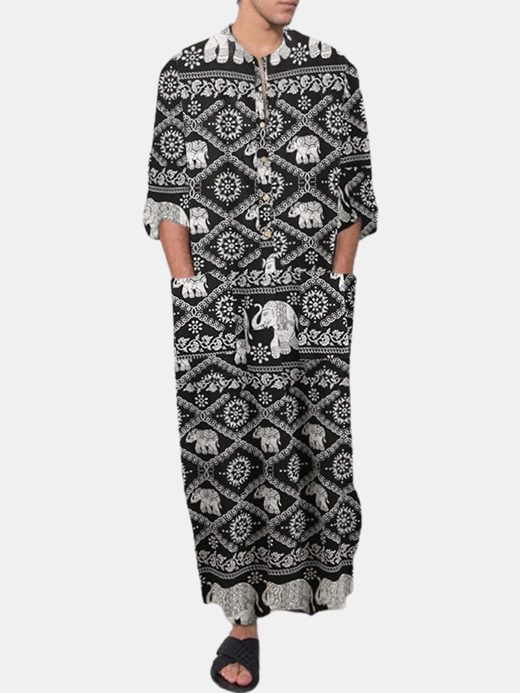 Мужская длинная роба с национальным принтом оптом из Китая