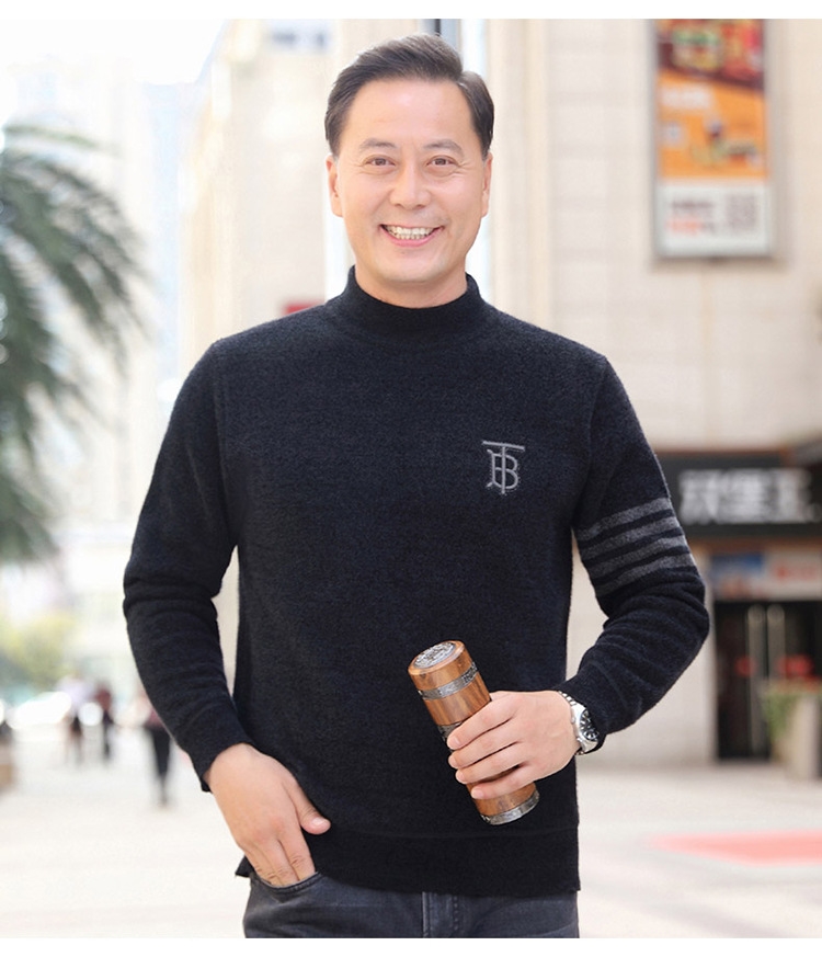 Мужской зимний свитер с утеплением и утолщенной вязкой оптом из Китая