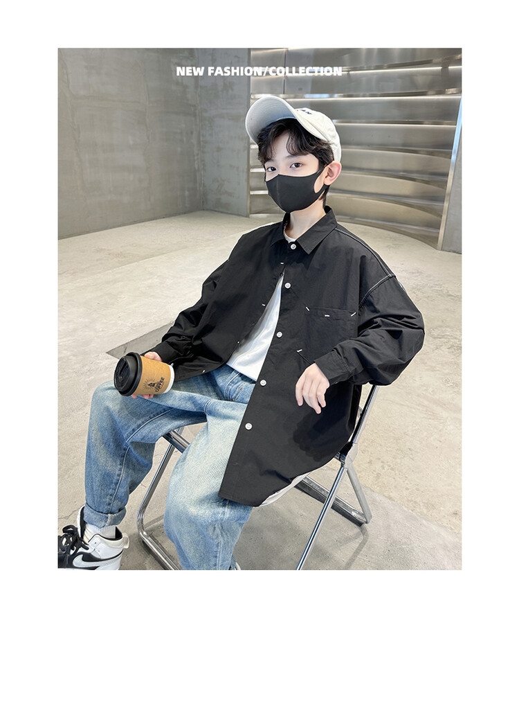 Мальчик рубашка 2024 новая весна корейская детская рубашка куртка мальчик досуг длинный рукав весенняя мода детская одежда оптом из Китая