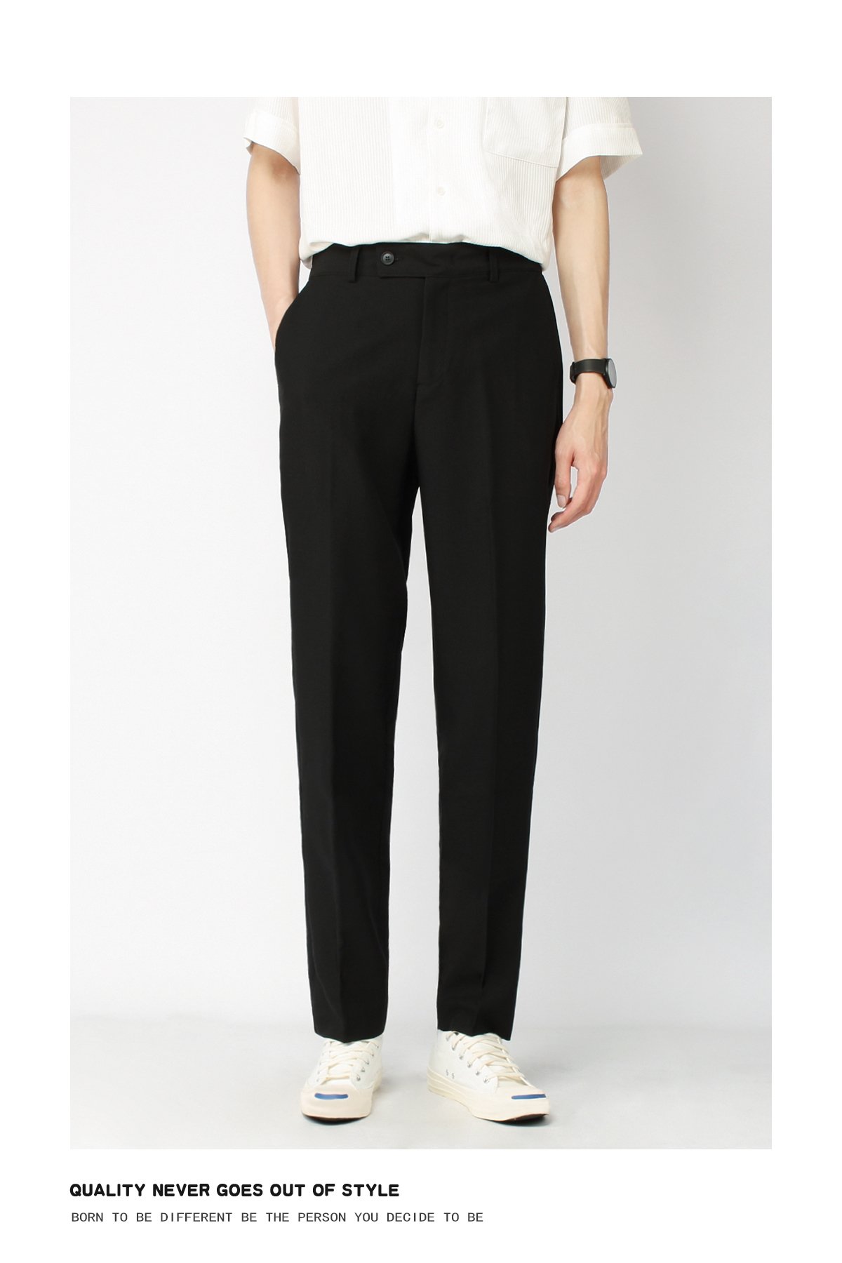 Мужские черные брюки прямого кроя с широкими штанинами оптом из Китая