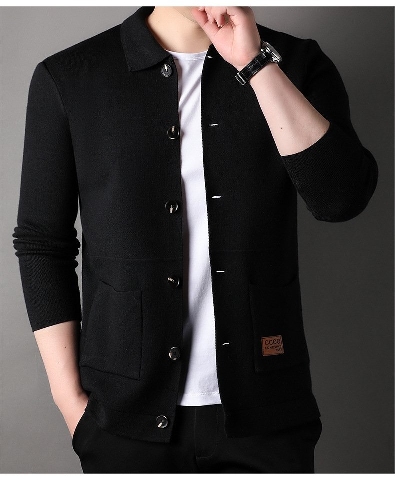 Мужская вязаная куртка с воротником оптом