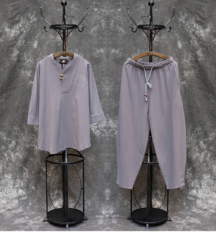Китайский мужской костюм в стиле Чан с элементами древней китайской одежды оптом из Китая