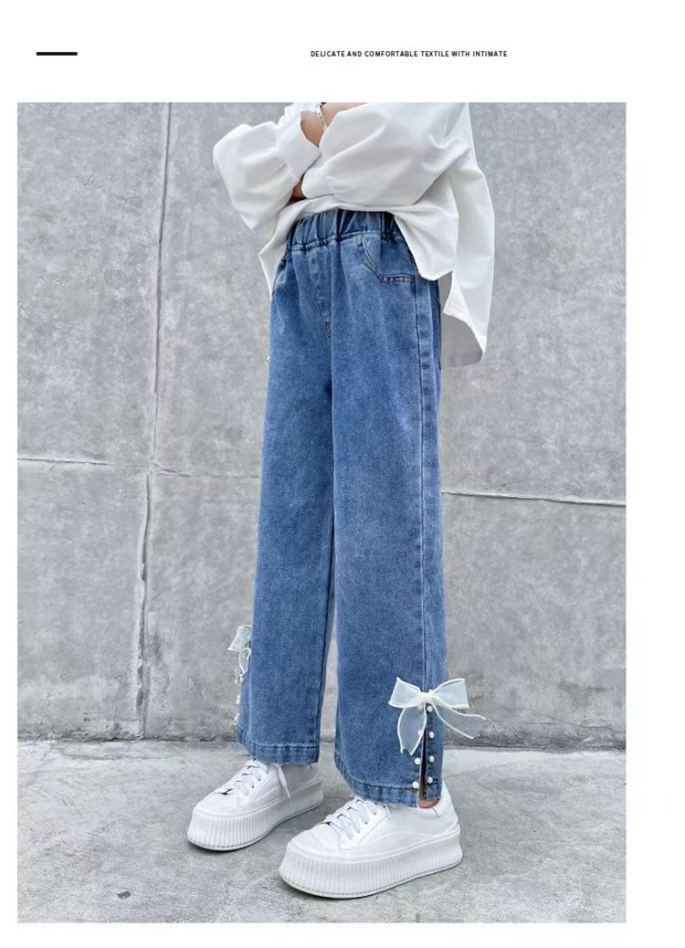 Детские джинсы с широкими штанинами оптом из Китая