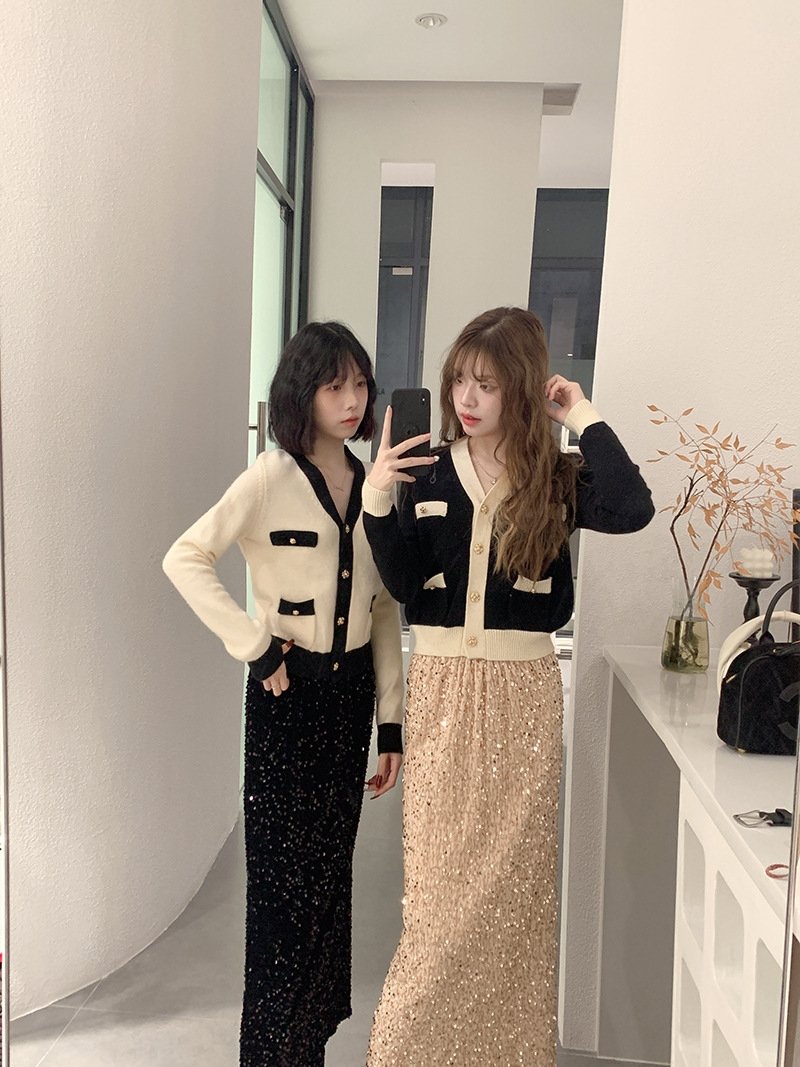 Высокая юбка с блестками из бархата оптом из Китая