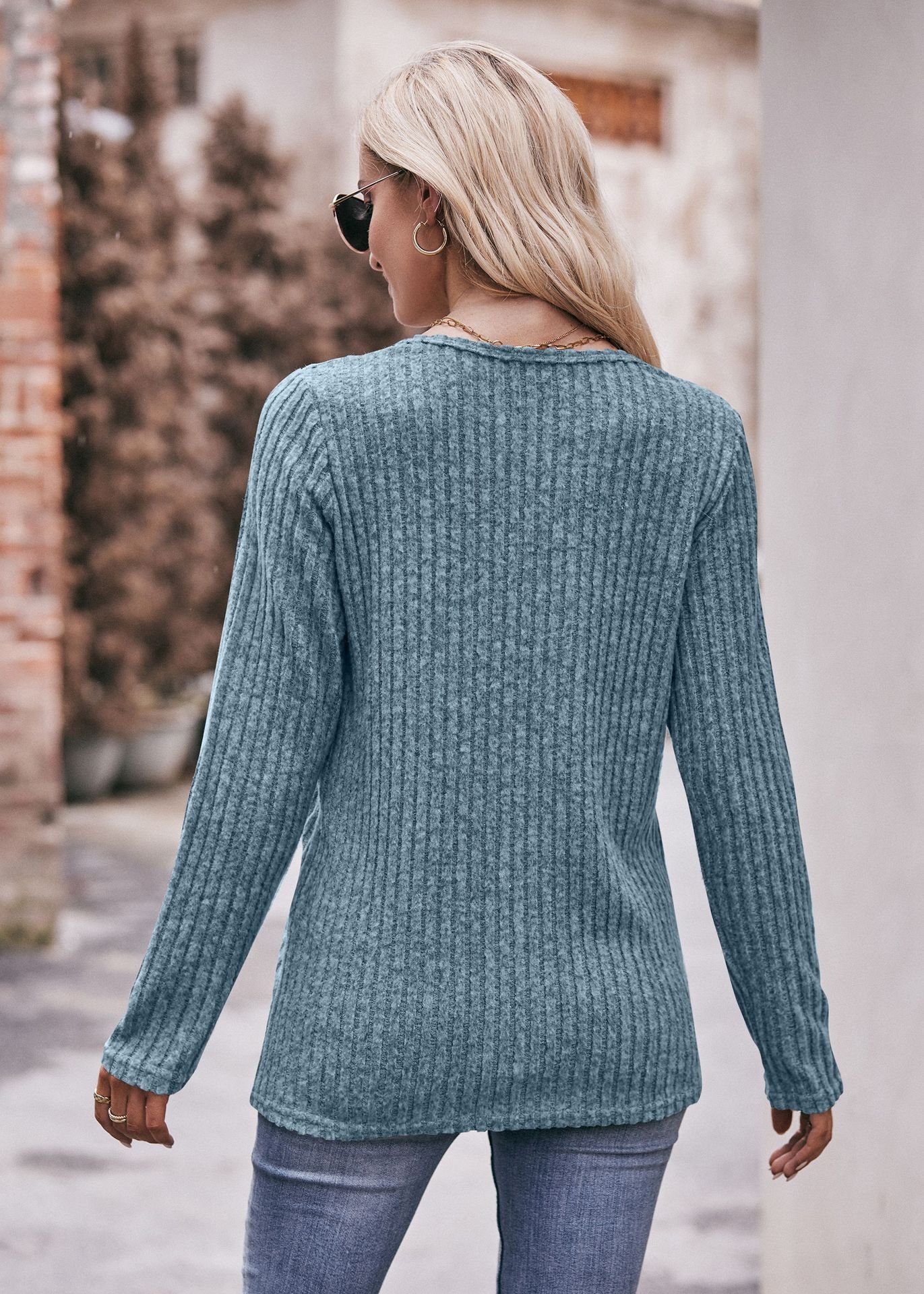 Женская футболка с круглым вырезом и пуговицами оптом из Китая