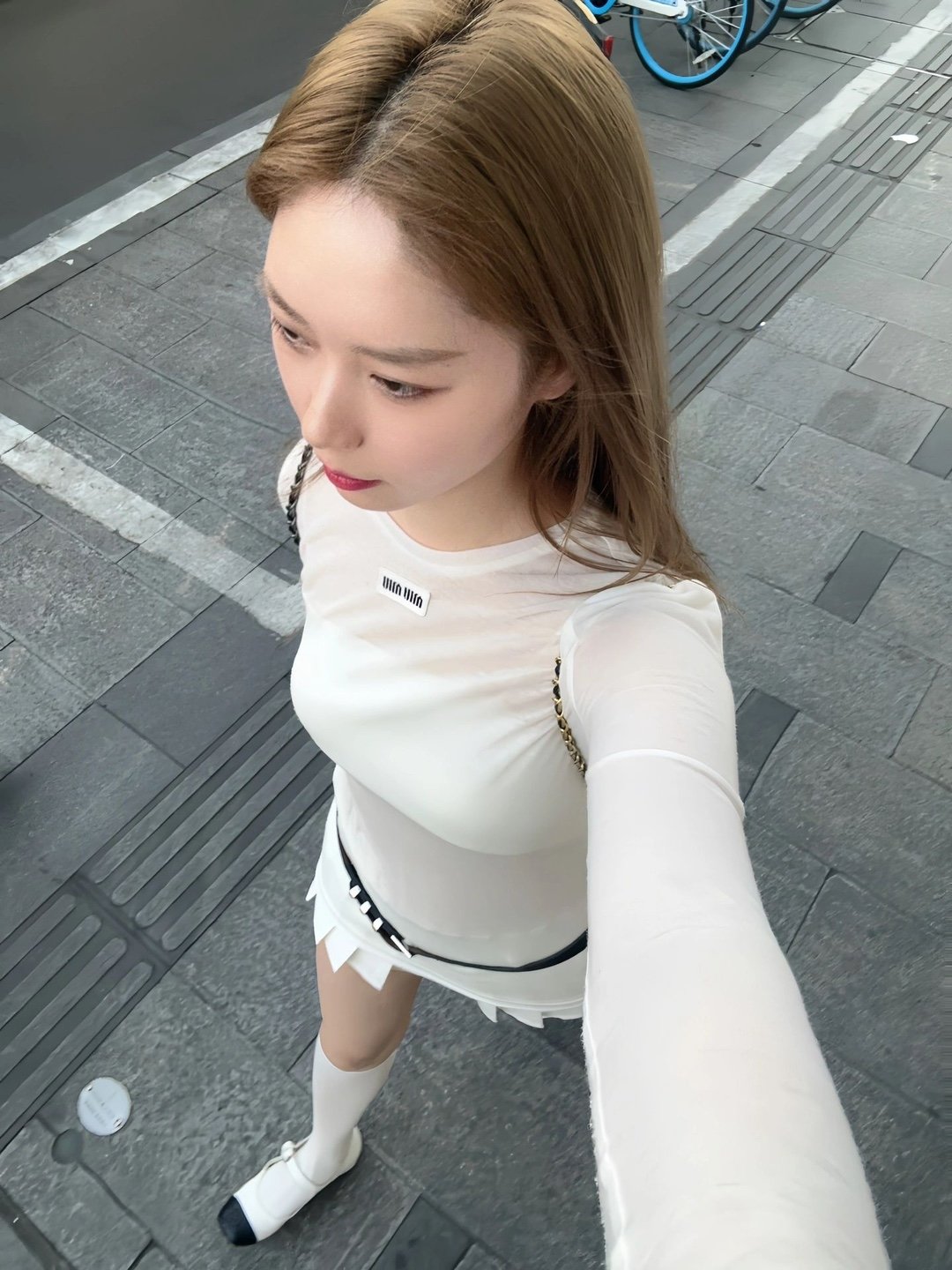 Miumiu Топ с длинным рукавом из шелка оптом