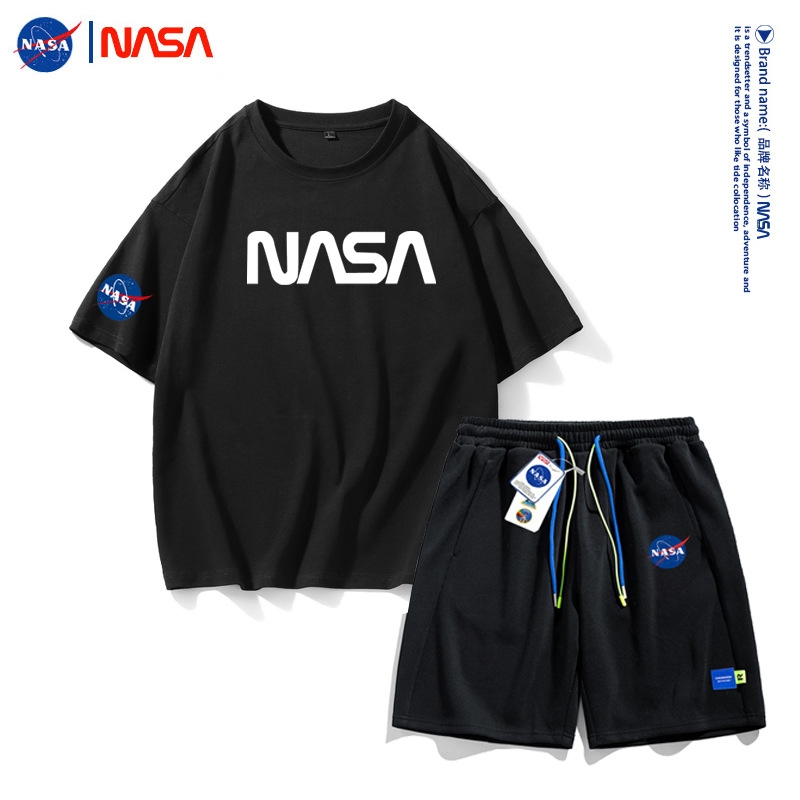 NASA Мужская и женская летняя широкая свободная хлопковая футболка с коротким рукавом для досуга и спорта оптом из Китая