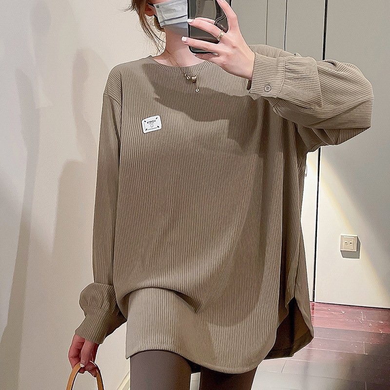 Толстовка с удлиненным рукавом и круглым вырезом оптом из Китая