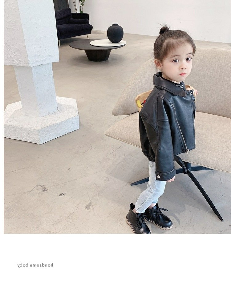 Детская куртка из кожзама в стиле байкеров оптом из Китая