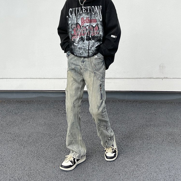 Мужские джинсы в стиле ретро с облегающими штанинами оптом из Китая