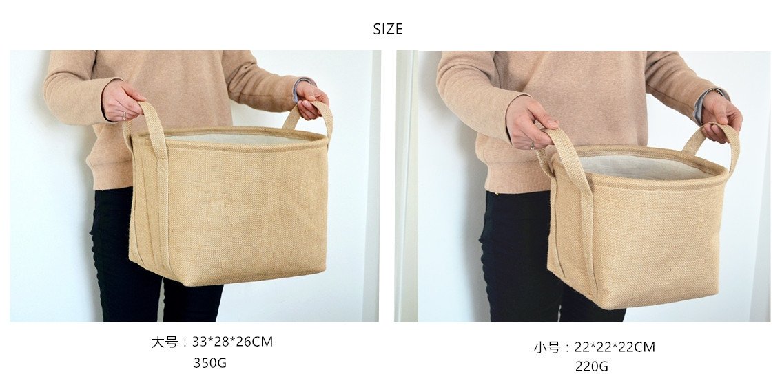 Желтая корзина для белья и вещей из хлопково-ленной ткани оптом