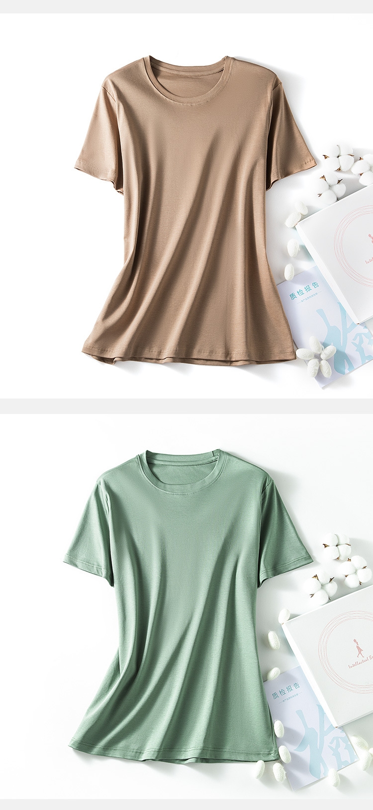 Майка из шелковистого хлопка с короткими рукавами оптом из Китая