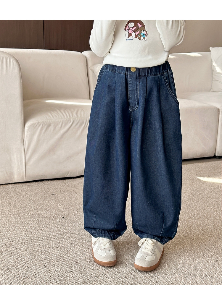 Джинсы для девочек 2024 весна новые широкие брюки для детей оптом из Китая