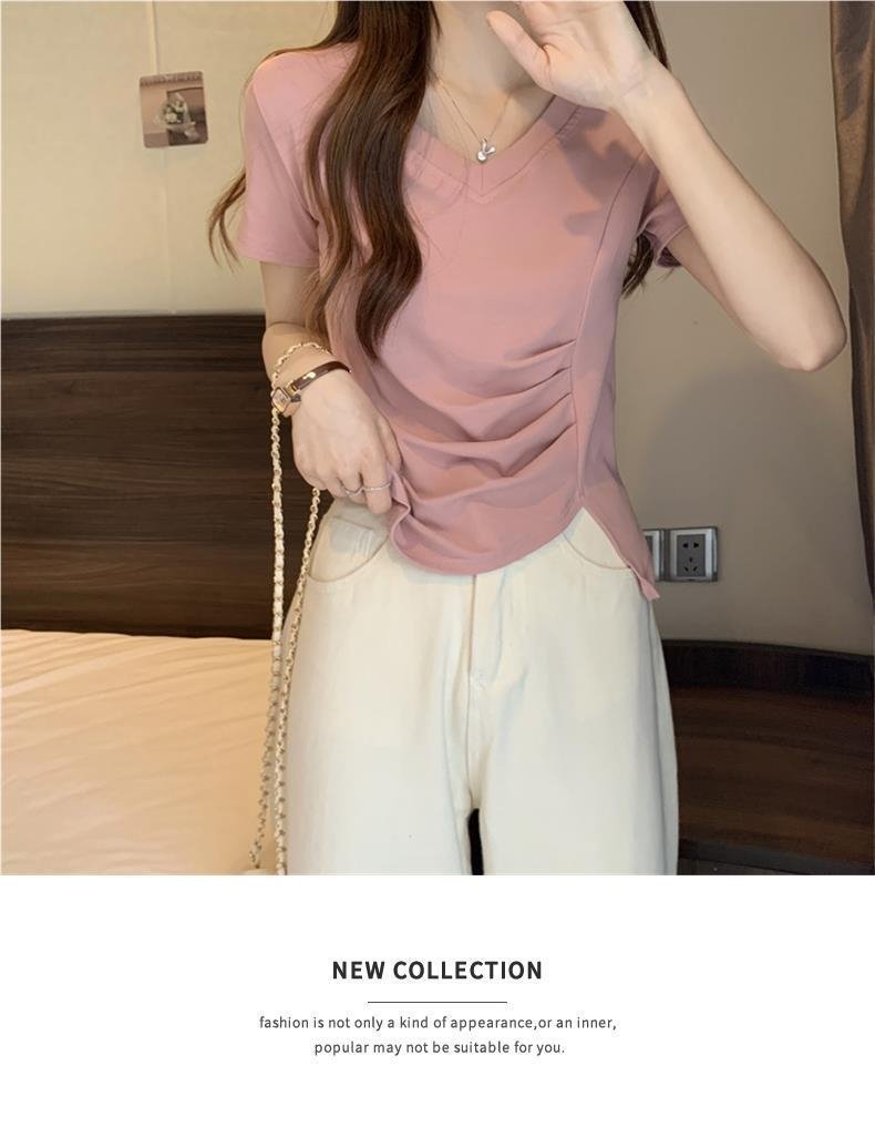 Футболка с коротким рукавом V-образным вырезом оптом