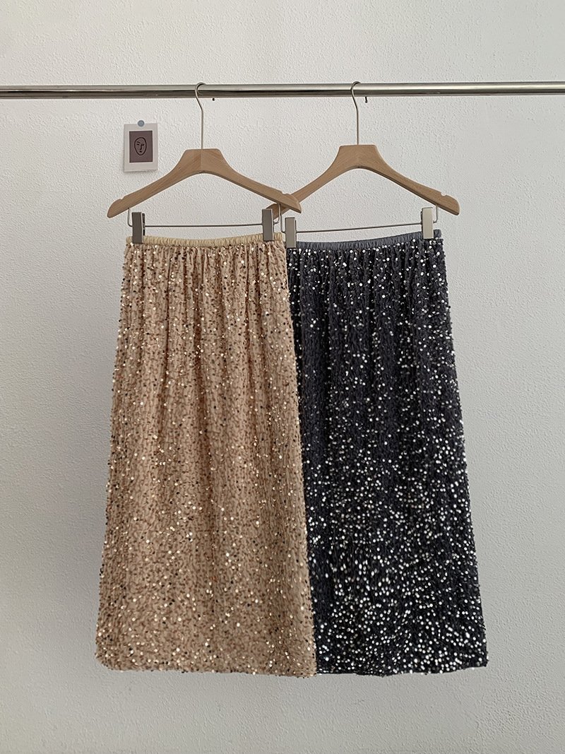 Высокая юбка с блестками из бархата оптом из Китая