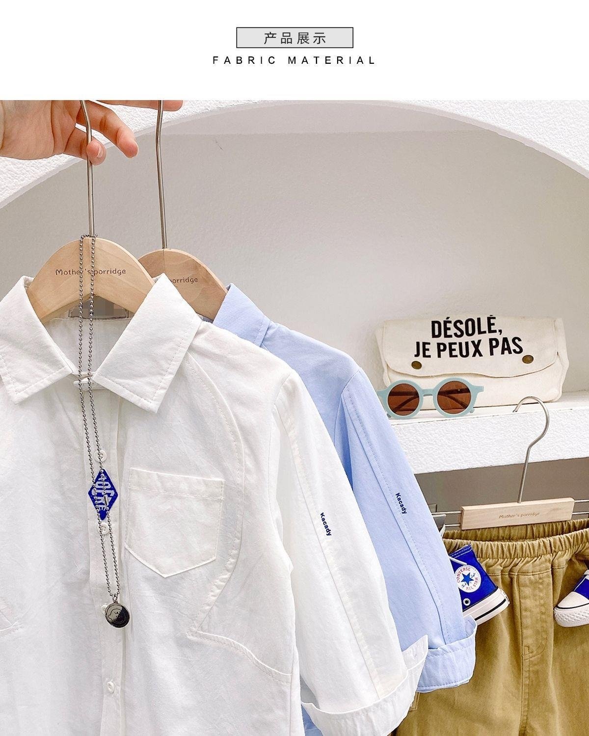 Мальчик-белая рубашка детская весна 2024 оптом из Китая