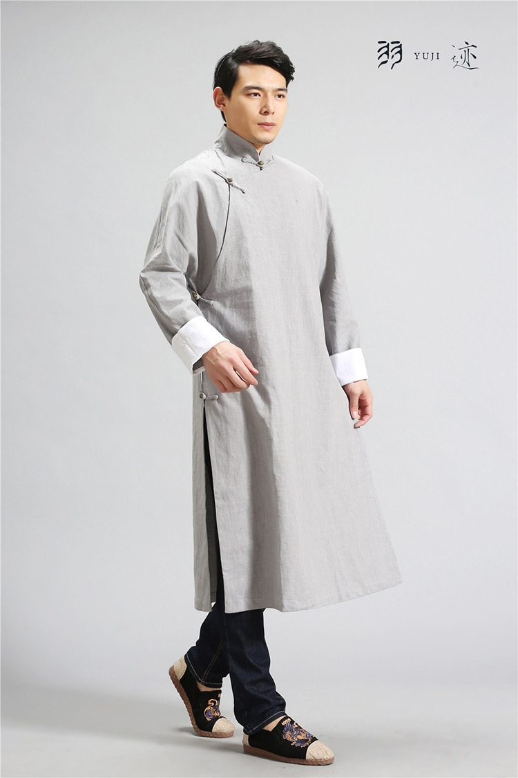 Мужская рубашка в стиле Республики с длинным воротником из льна в стиле ретро для выступлений оптом из Китая