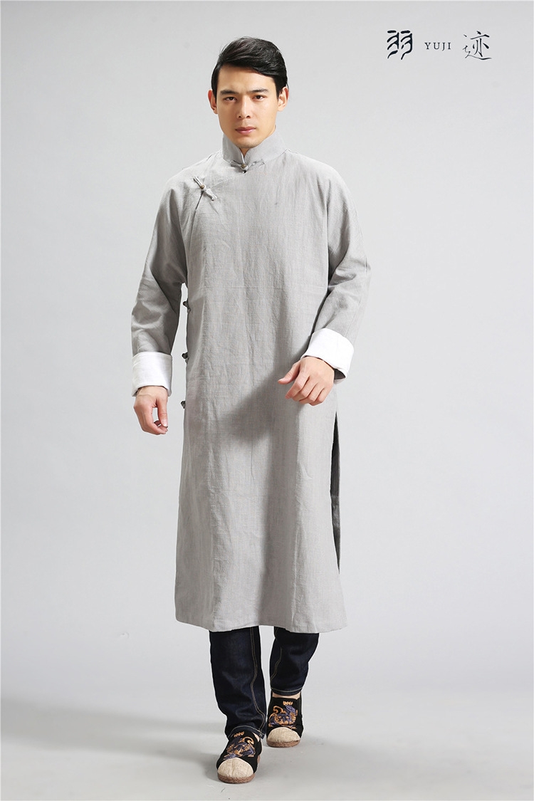Мужская рубашка в стиле Республики с длинным воротником из льна в стиле ретро для выступлений оптом из Китая