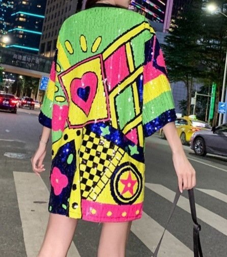 Женская футболка с широкими рукавами и блестками оптом