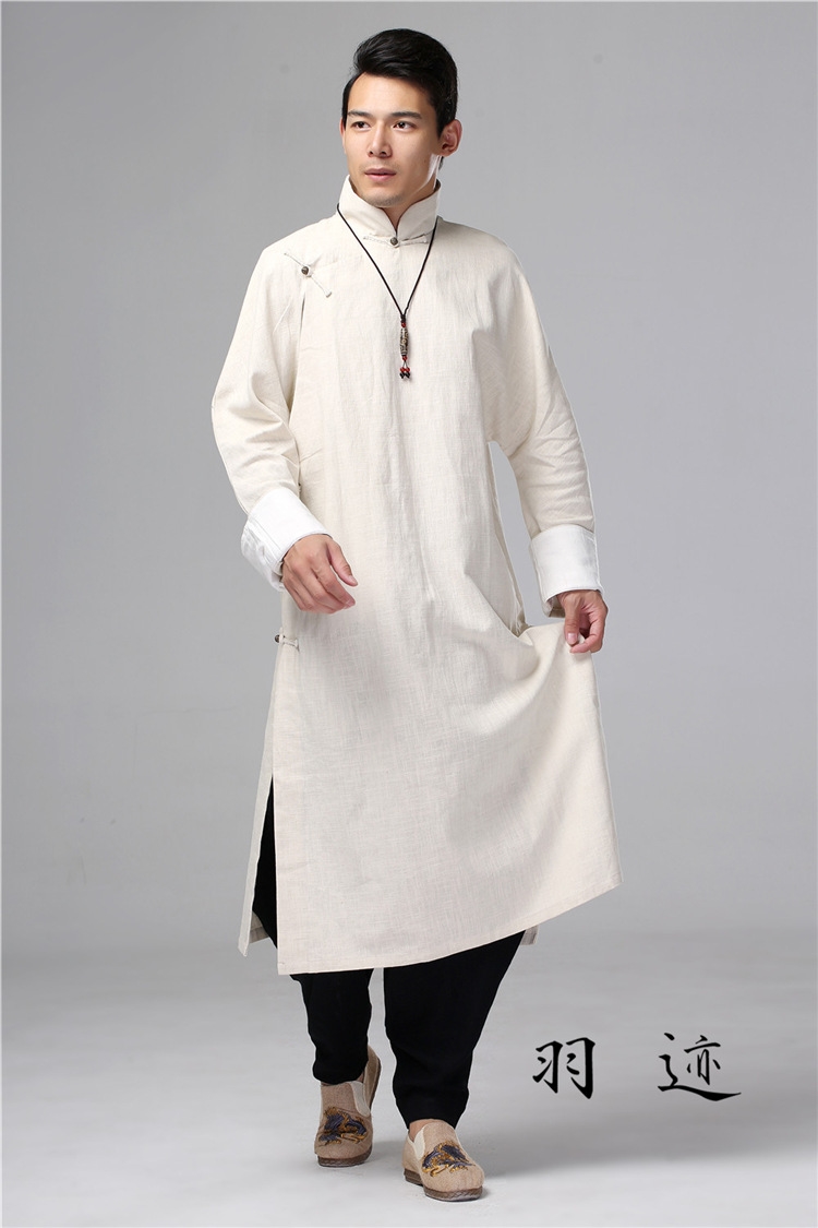 Мужская рубашка в стиле Республики с длинным воротником из льна в стиле ретро для выступлений оптом из Китая