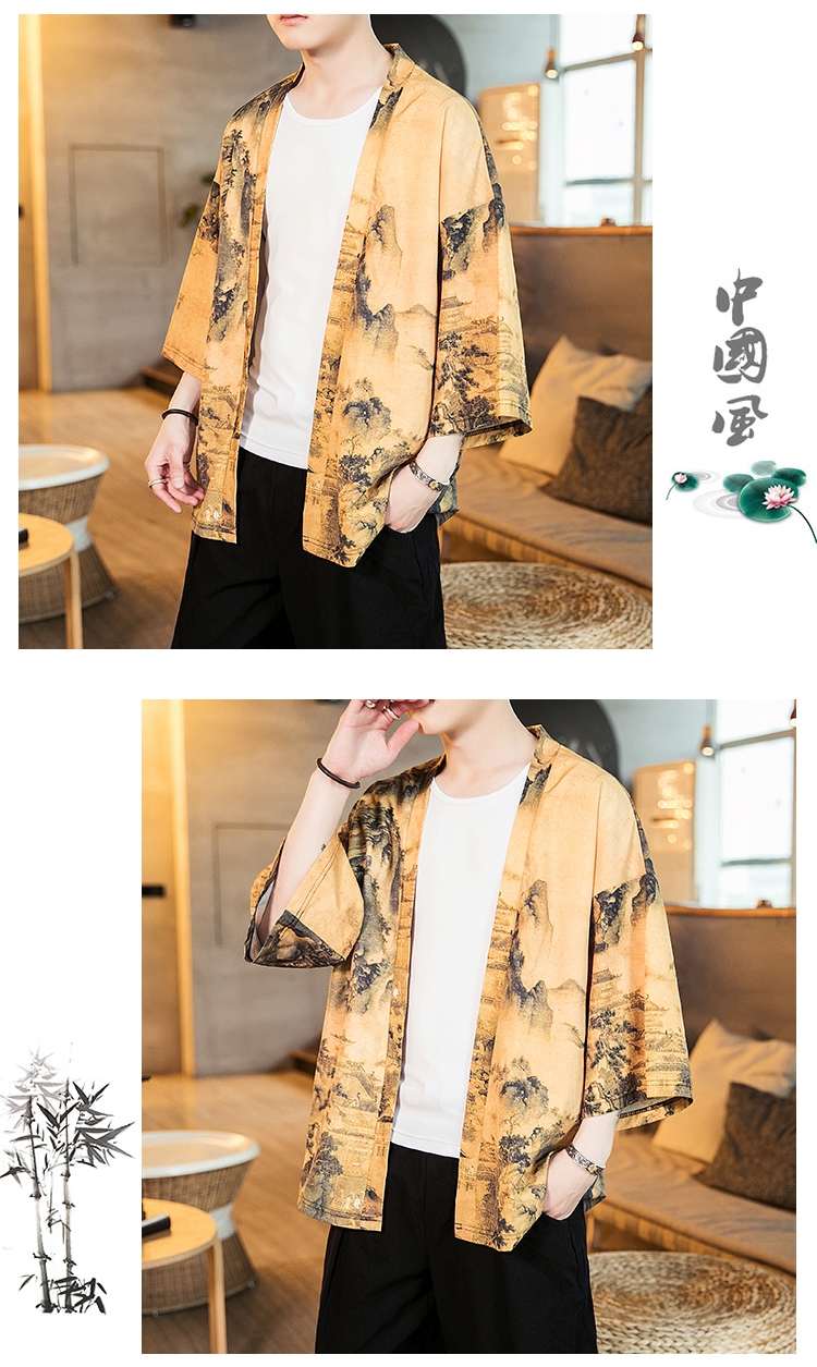 Мужская китайская рубашка с японскими элементами оптом из Китая