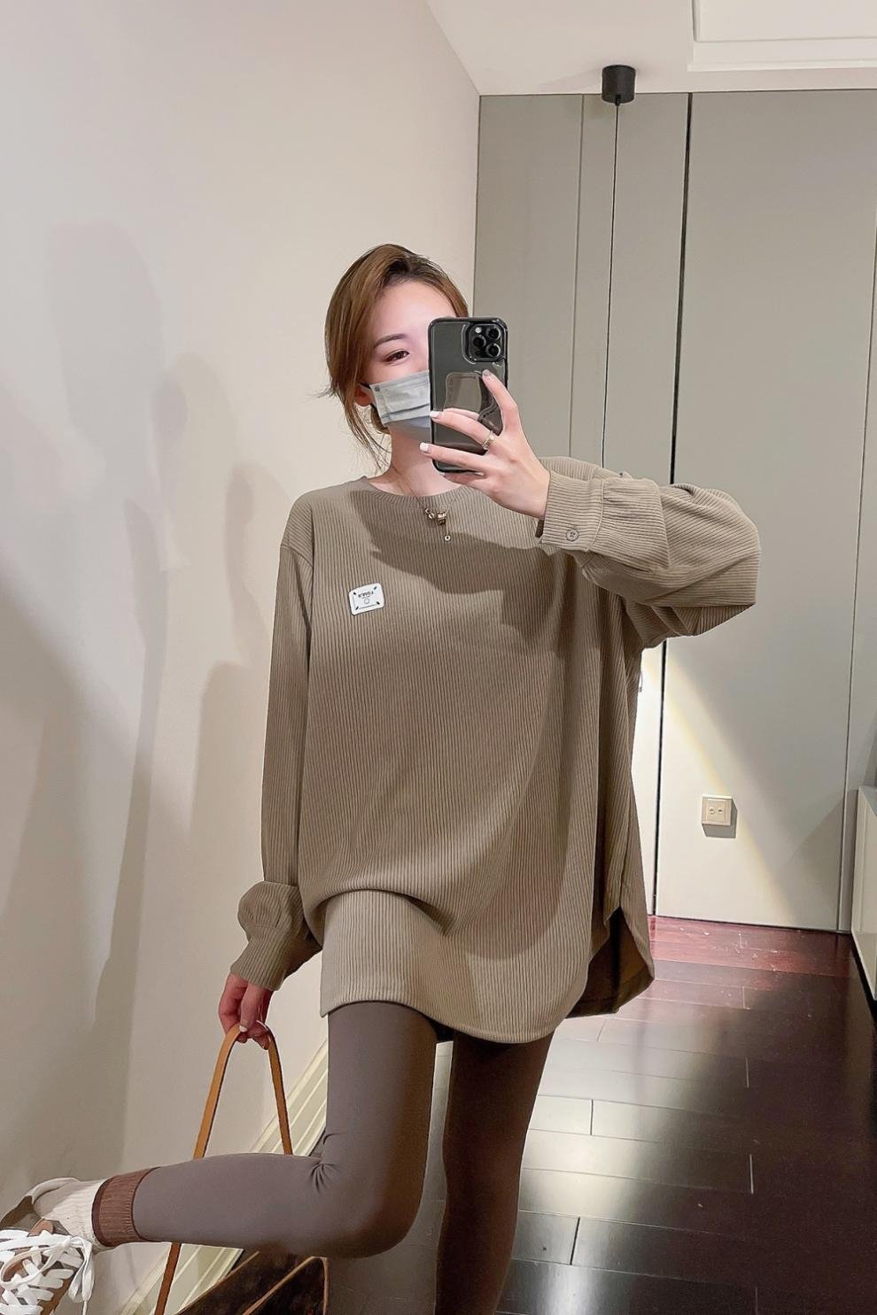 Толстовка с удлиненным рукавом и круглым вырезом оптом из Китая