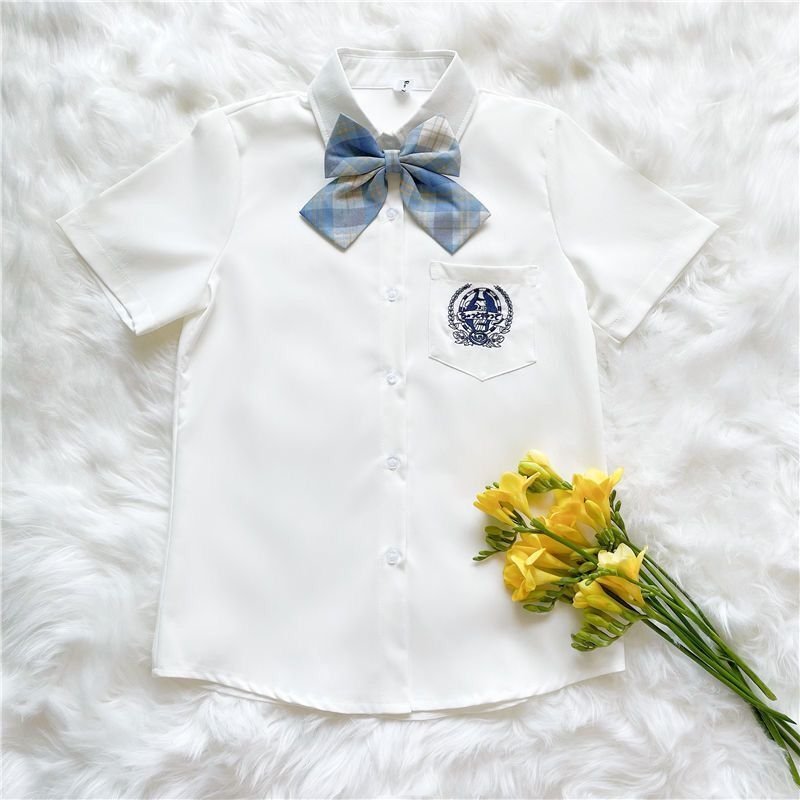 Детская школьная рубашка с коротким рукавом оптом из Китая