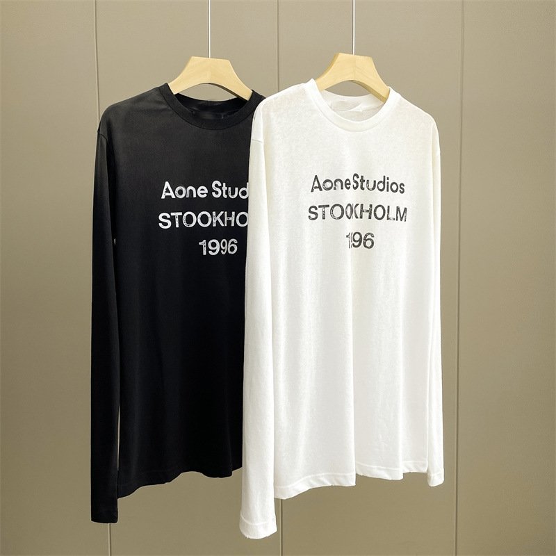 Футболка с длинным рукавом в стиле 2023SS с эффектом старения и градиентной печатью ACXD оптом