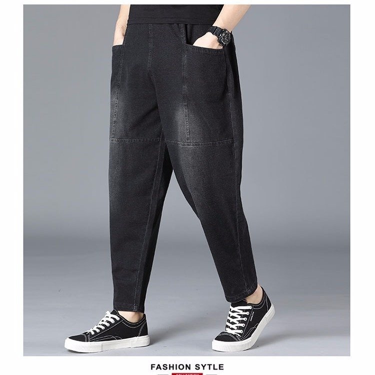 Широкие мужские джинсы в стиле харем с высокой эластичностью оптом из Китая