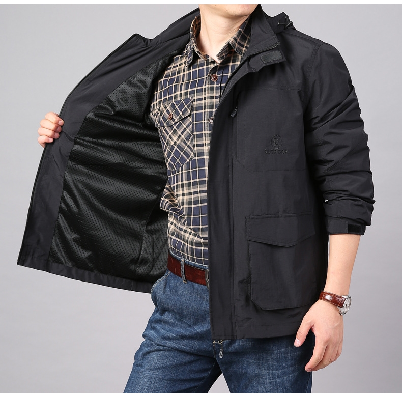 Мужской ветровой плащ с капюшоном оптом из Китая