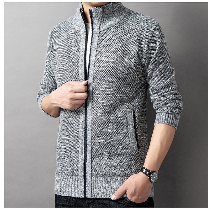 Мужская вязаная высокий воротник свитер весна-осень оптом