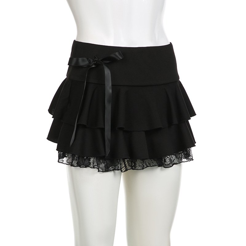 Короткая юбка с кружевами и бантом оптом из Китая