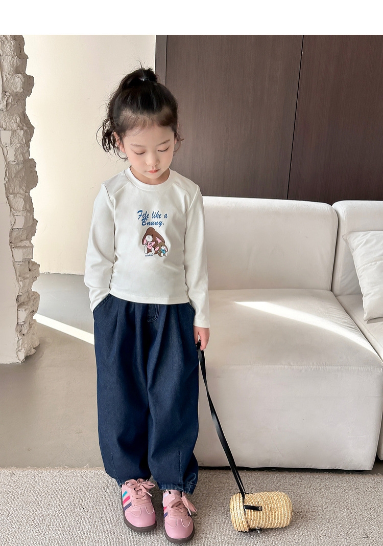 Джинсы для девочек 2024 весна новые широкие брюки для детей оптом из Китая