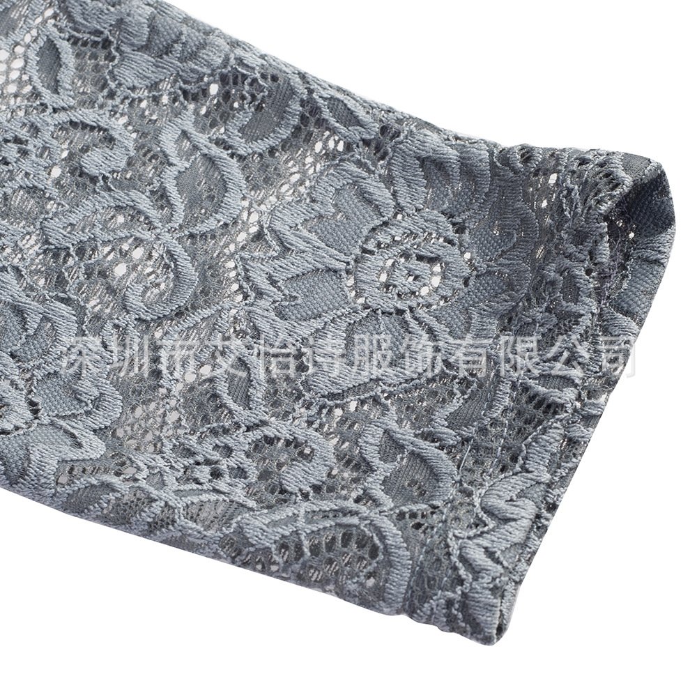 Платье с вырезом под горло и кружевной отделкой оптом из Китая