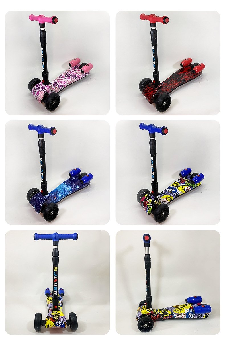 Детский трехколесный самокат с музыкой и светящимися колесами оптом