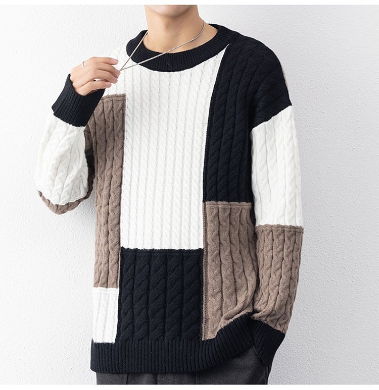 Мужской свитер с высоким воротником и свободным кроем оптом